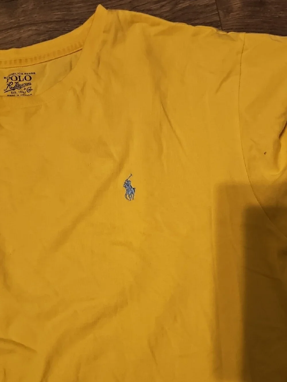 Polo Tee Shirt Ralph Lauren Light Yellow Crewneck Light Blue Pony Xlarge